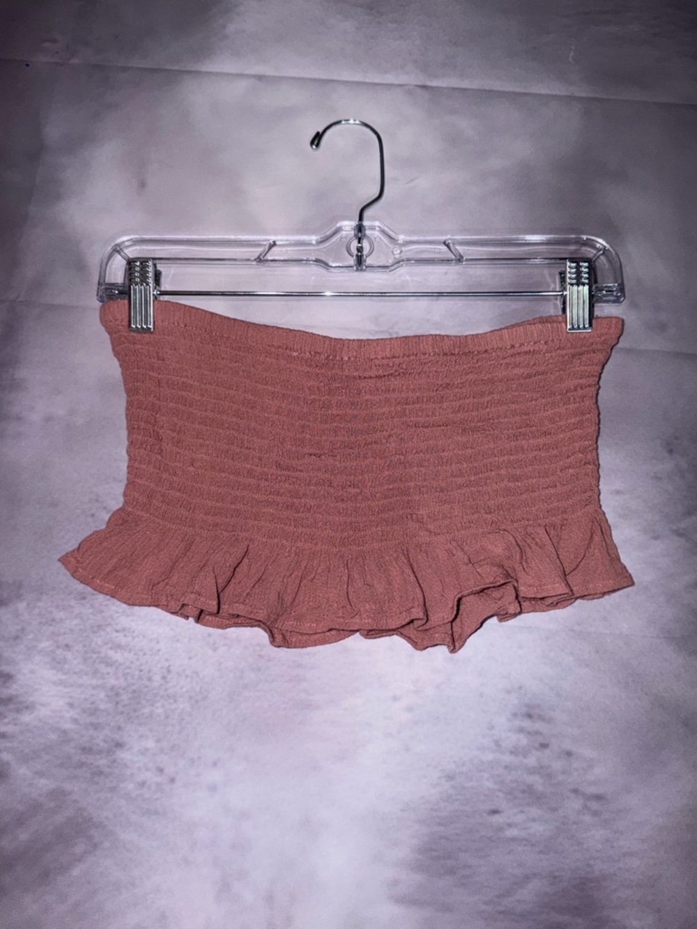 American Eagle Outfitters Rust Pink Smocked Ruffle Tube Top